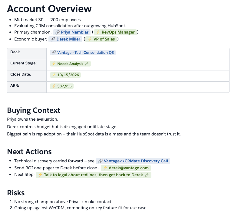 Folio account plan focused view for Sales