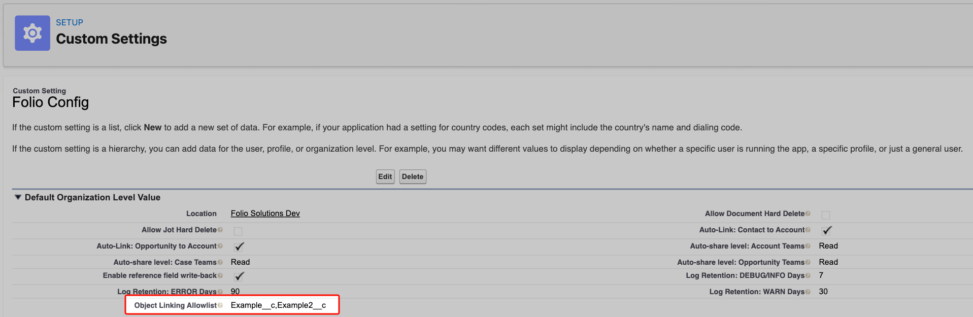 Object Linking Allowlist