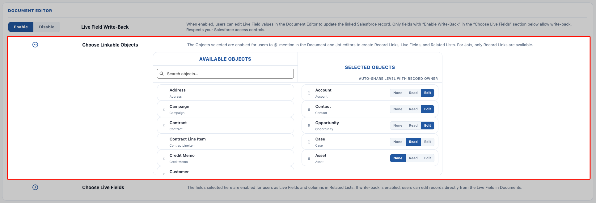 Choose Linkable Objects