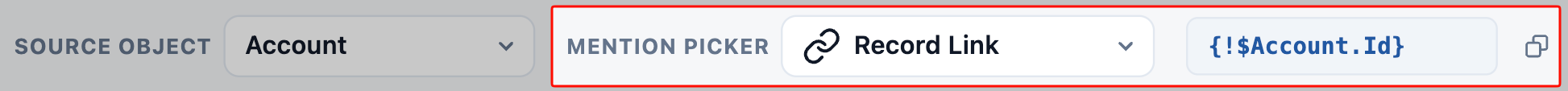 Mention Picker — Record Link or Live Field syntax preview