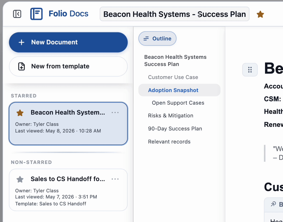 Document Header — title, star, and sidebar toggle