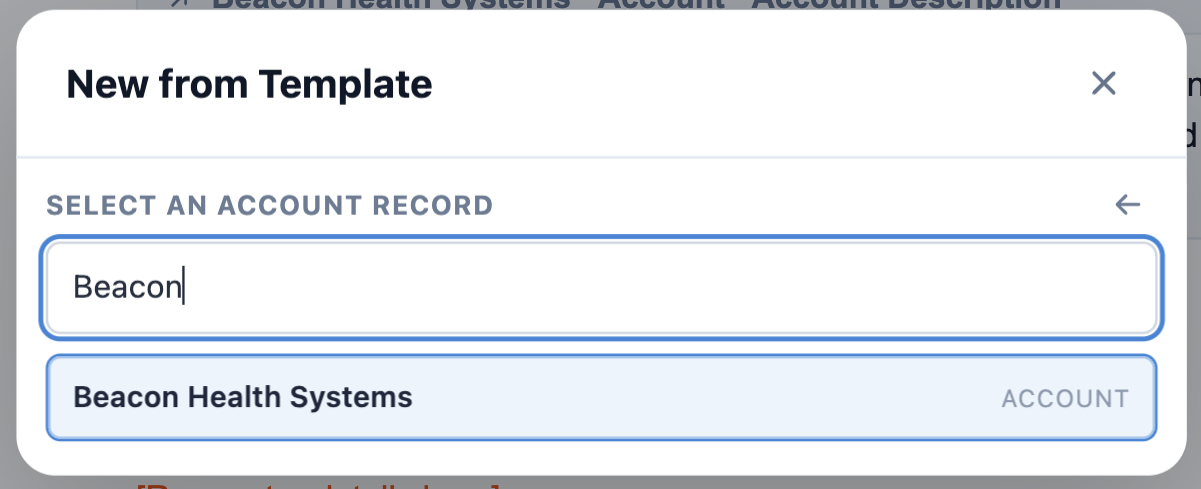 New from Template — choose a Source Record