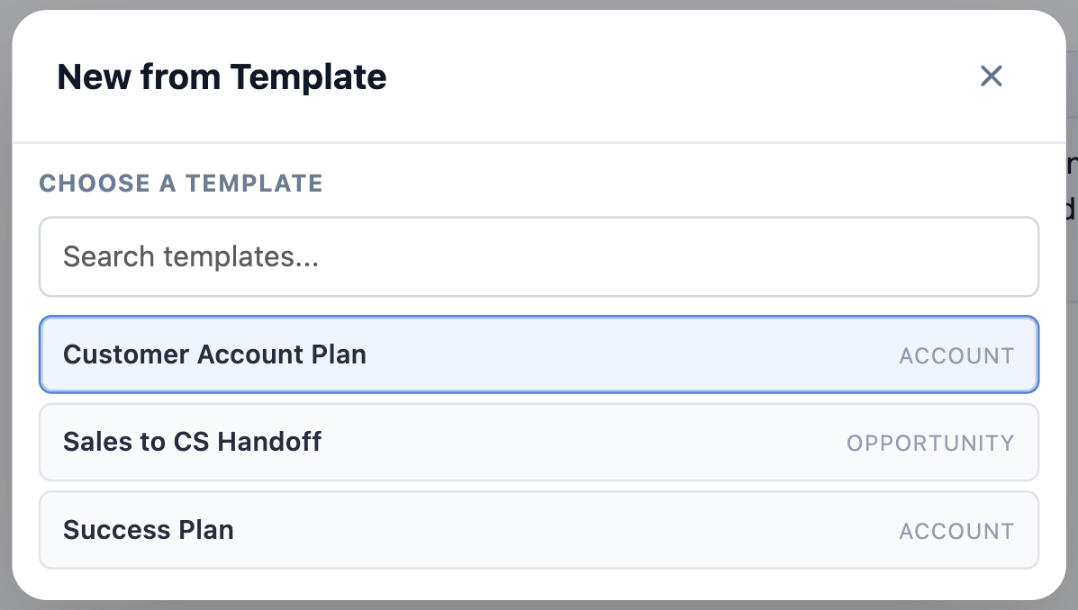 New from Template — choose a Template